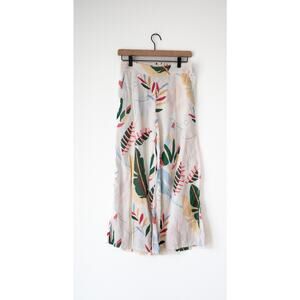 Cynthia Rowley 100% Linen Tropical Print Wide Leg Pants S